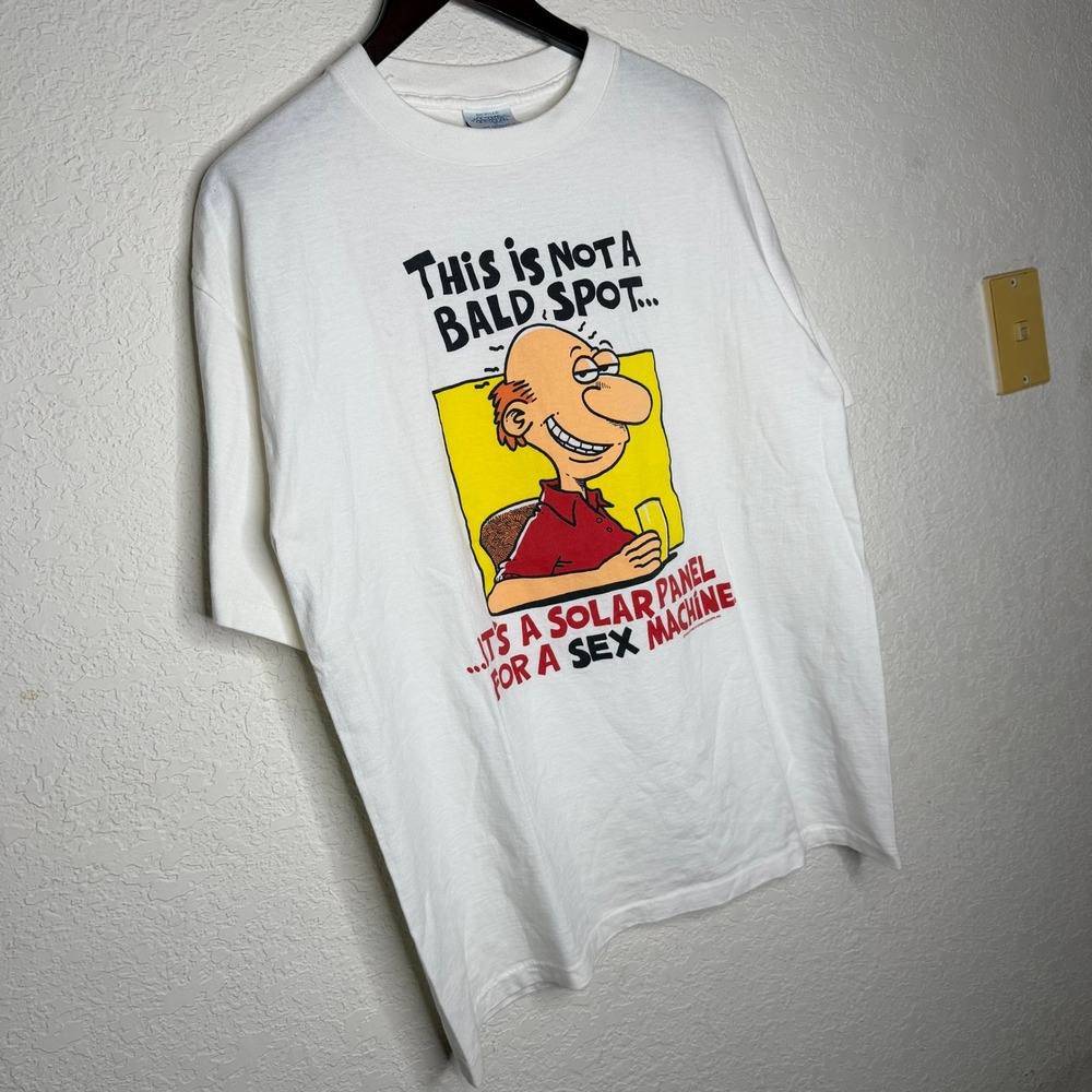 Coastal Concepts Vintage 90s Bald Spot Solar Panel Sex Machine Cartoon TShirt L